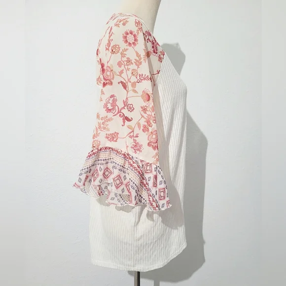 Floral Boho Cardigan Kimono Size Medium Bell Sleeve Lightweight Swimsuit Coverup - Picture 3 of 10